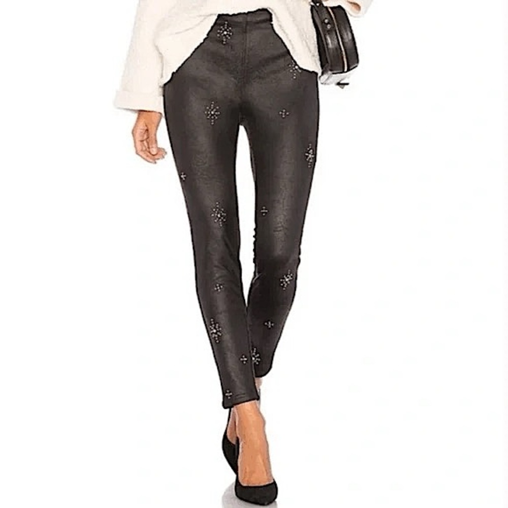 Free People Faux Suede Vegan Leather Star Studded Leggings Size 28